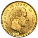 1873-1900 Denmark Gold 10 Kroner Christian IX BU