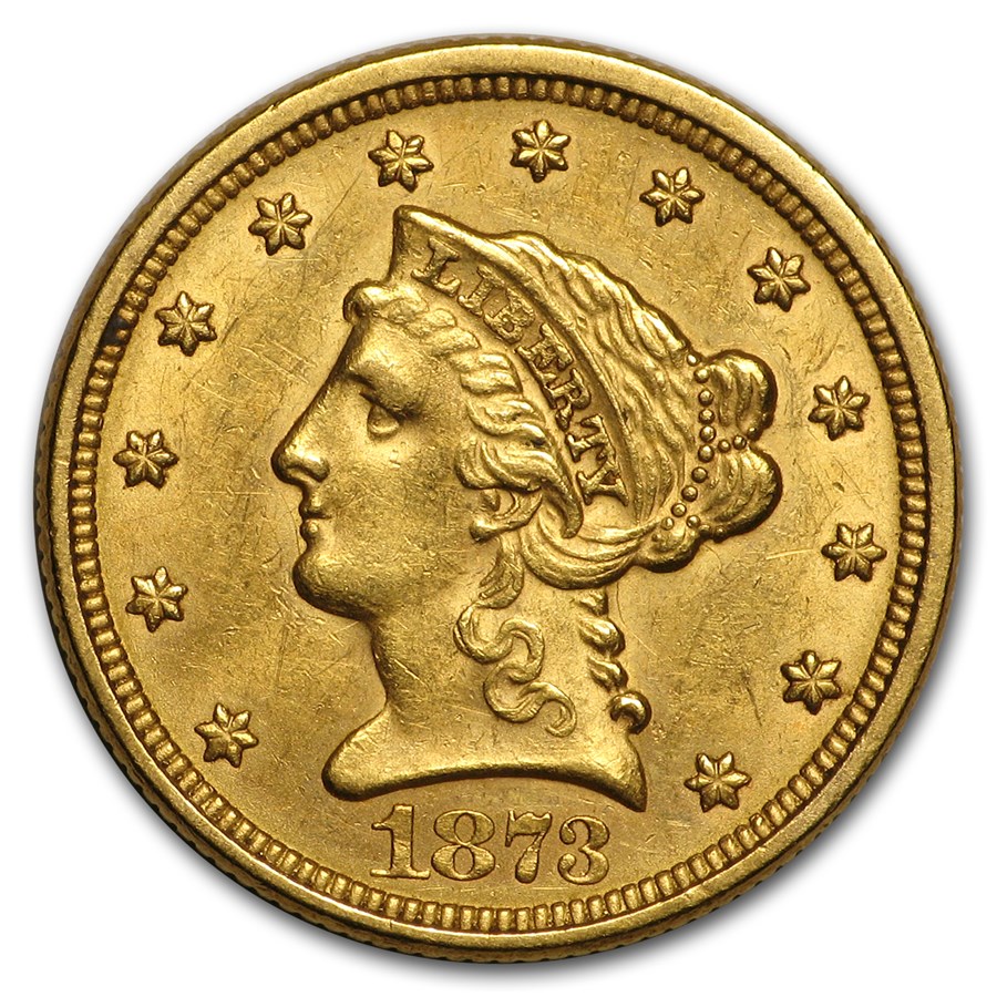 1873 $2.50 Liberty Gold Quarter Eagle Closed 3 AU