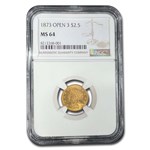 1873 $2.50 Liberty Gold Quarter Eagle MS-64 NGC (Open 3)