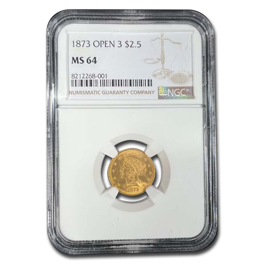 1873 $2.50 Liberty Gold Quarter Eagle MS-64 NGC (Open 3)