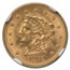 1873 $2.50 Liberty Gold Quarter Eagle MS-64 NGC