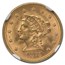1873 $2.50 Liberty Gold Quarter Eagle MS-64 NGC