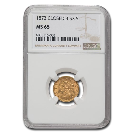 1873 $2.50 Liberty Gold Quarter Eagle MS-65 NGC 1873 $2.50 Liberty Gold Quarter Eagle MS-65 NGC