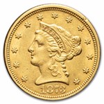 1873 $2.50 Liberty Gold Quarter Eagle Open 3 AU