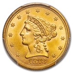 1873 $2.50 Liberty Gold Quarter Eagle Open 3 MS-63 PCGS