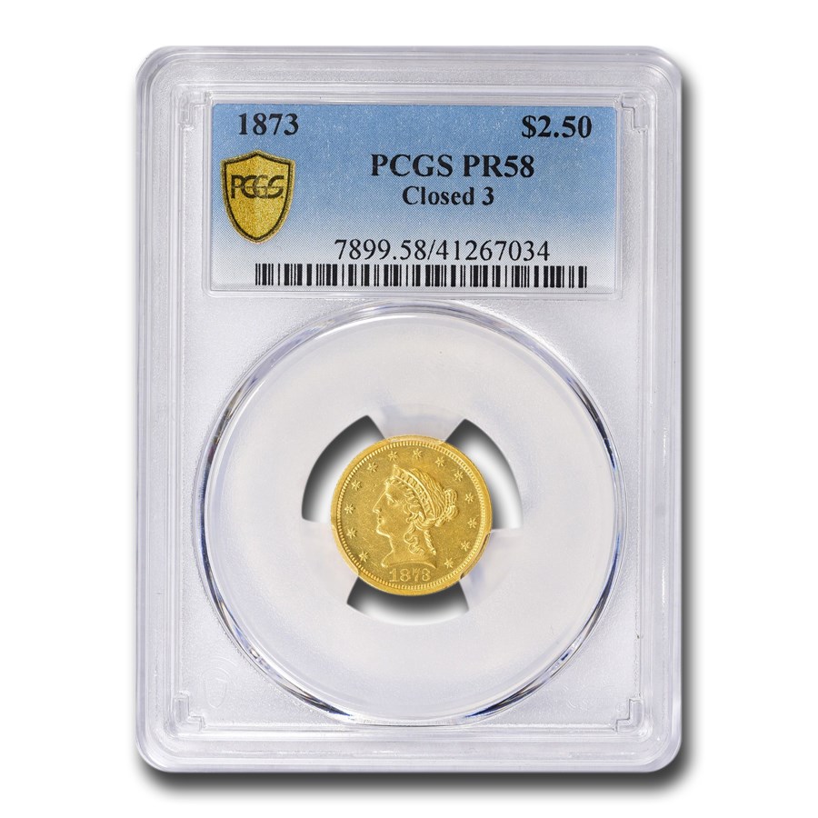 1873 $2.50 Liberty Gold Quarter Eagle PR-58 PCGS (Closed 3)