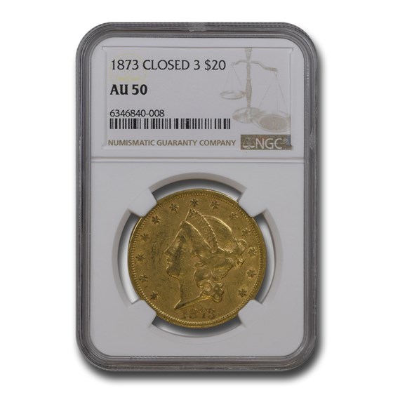 1873 $20 Liberty Gold Double Eagle AU-50 NGC (Closed 3)