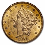 1873 $20 Liberty Gold Double Eagle Closed 3 AU-58 NGC CAC
