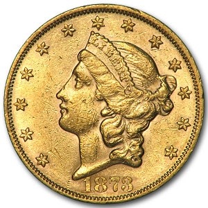 1873 $20 Liberty Gold Double Eagle Closed 3 AU 1873 $20 Liberty Gold Double Eagle Closed 3 AU