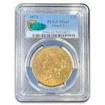 1873 $20 Liberty Gold Double Eagle Closed 3 MS-61 PCGS CAC