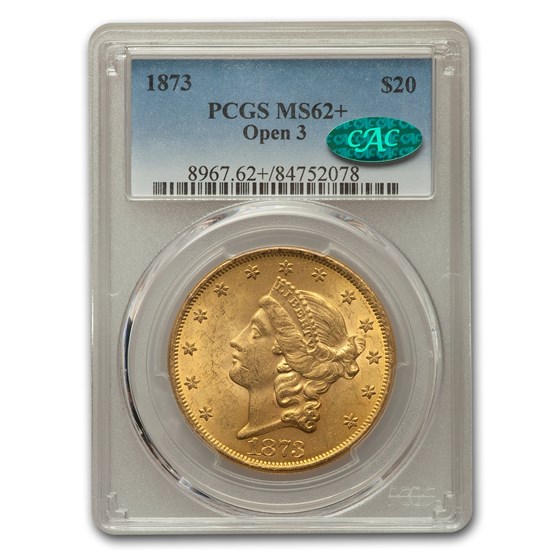 1873 $20 Liberty Gold Double Eagle MS-62+ PCGS CAC (Open 3) 1873 $20 Liberty Gold Double Eagle MS-62+ PCGS CAC (Open 3)