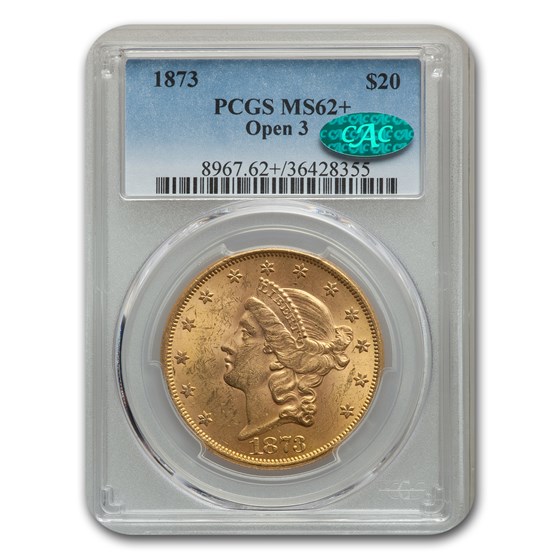 1873 $20 Liberty Gold Double Eagle MS-62+ PCGS CAC (Open 3) 1873 $20 Liberty Gold Double Eagle MS-62+ PCGS CAC (Open 3)