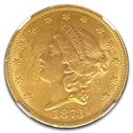 1873 $20 Liberty Gold Double Eagle Open 3 AU-55 NGC