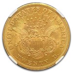 1873 $20 Liberty Gold Double Eagle Open 3 AU-55 NGC