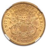 1873 $20 Liberty Gold Double Eagle Open 3 AU-58 NGC CAC