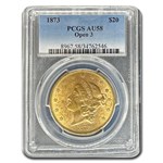 1873 $20 Liberty Gold Double Eagle Open 3 AU-58 PCGS