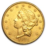 1873 $20 Liberty Gold Double Eagle Open 3 AU