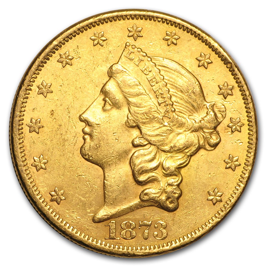 1873 $20 Liberty Gold Double Eagle Open 3 AU