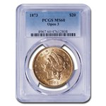 1873 $20 Liberty Gold Double Eagle Open 3 MS-60 PCGS
