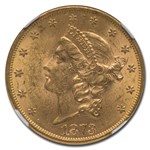 1873 $20 Liberty Gold Double Eagle Open 3 MS-61 NGC