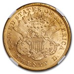 1873 $20 Liberty Gold Double Eagle Open 3 MS-61 NGC