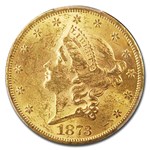 1873 $20 Liberty Gold Double Eagle Open 3 MS-61 PCGS CAC
