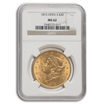 1873 $20 Liberty Gold Double Eagle Open 3 MS-62 NGC