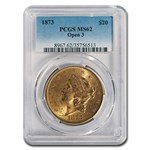 1873 $20 Liberty Gold Double Eagle Open 3 MS-62 PCGS