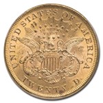 1873 $20 Liberty Gold Double Eagle Open 3 MS-62+ PCGS