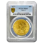1873 $20 Liberty Gold Double Eagle Open 3 MS-63 PCGS