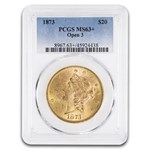 1873 $20 Liberty Gold Double Eagle Open 3 MS-63+ PCGS