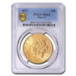 1873 $20 Liberty Gold Double Eagle Open 3 MS-64 PCGS