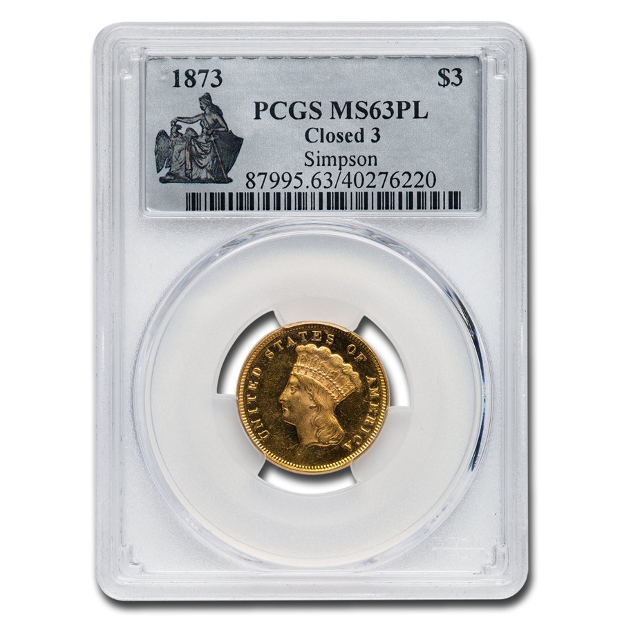Buy 1873 $3 Gold Princess MS-63 PCGS (PL, Closed 3) | APMEX