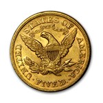1873 $5 Liberty Gold Half Eagle Closed 3 AU