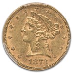 1873 $5 Liberty Gold Half Eagle MS-61 PCGS (Closed 3)