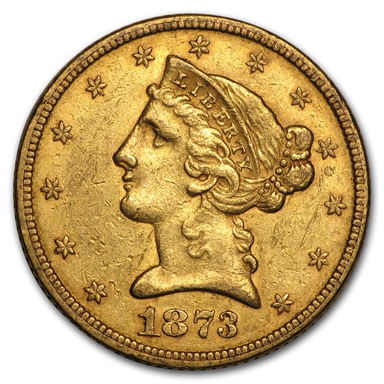 1873 $5 Liberty Gold Half Eagle Open 3 AU 1873 $5 Liberty Gold Half Eagle Open 3 AU