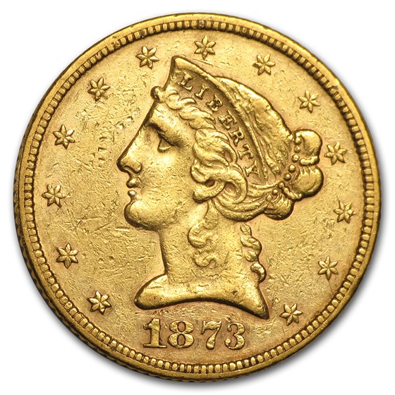 1873 $5 Liberty Gold Half Eagle Open 3 XF 1873 $5 Liberty Gold Half Eagle Open 3 XF