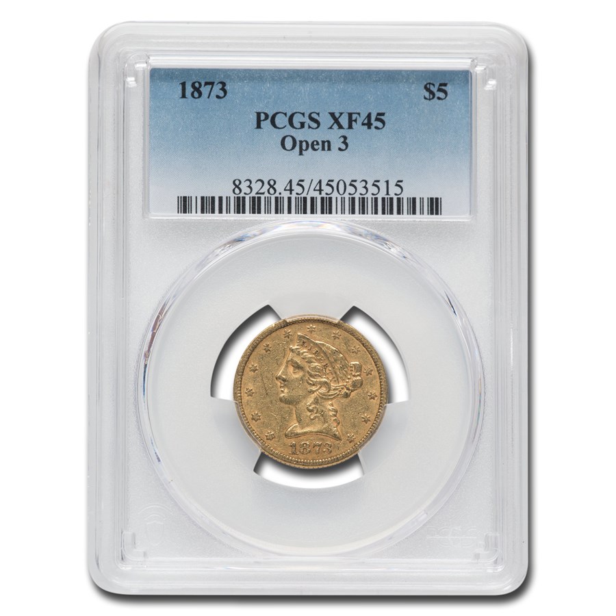 1873 $5 Liberty Gold Half Eagle XF-45 PCGS (Open 3)