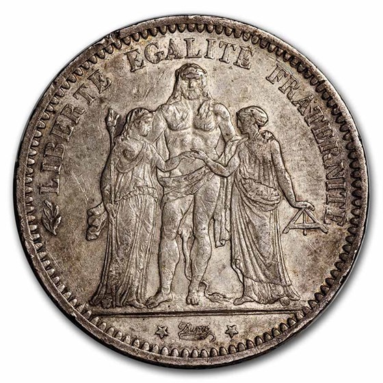 1873-A France Hercules Silver 5 Francs BU