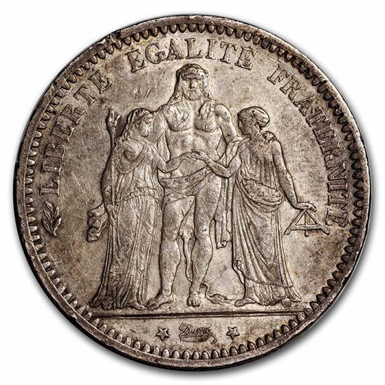1873-A France Hercules Silver 5 Francs BU 1873-A France Hercules Silver 5 Francs BU