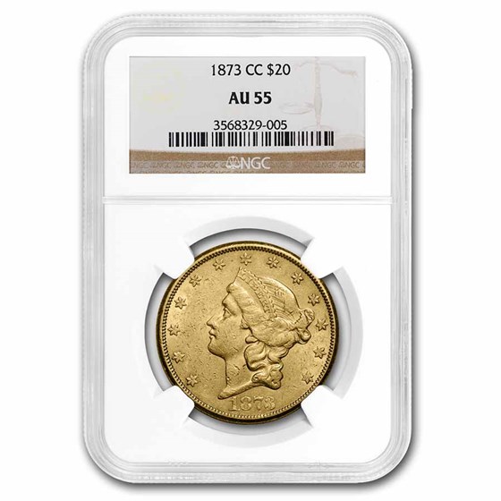 1873-CC $20 Liberty Gold Double Eagle AU-55 NGC