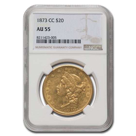 1873-CC $20 Liberty Gold Double Eagle AU-55 NGC 1873-CC $20 Liberty Gold Double Eagle AU-55 NGC