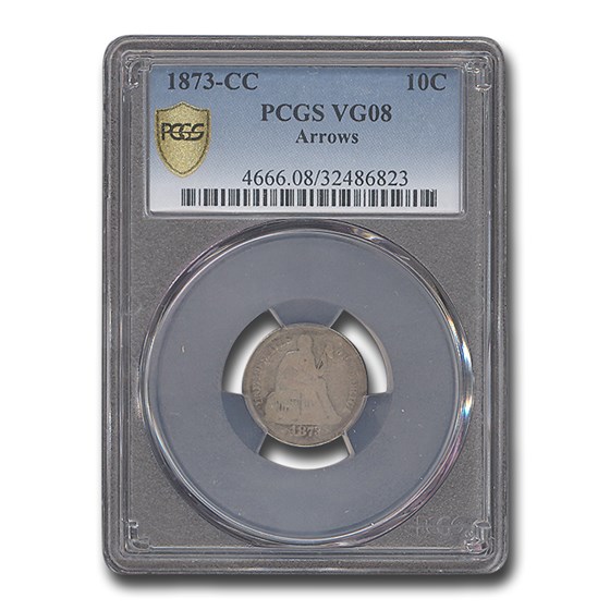 1873-CC Liberty Seated Dime VG-8 PCGS (Arrows) 1873-CC Liberty Seated Dime VG-8 PCGS (Arrows)