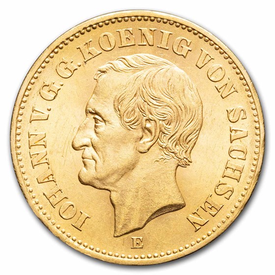 1873 E German States Saxony Gold 20 Marks John I BU 1873 E German States Saxony Gold 20 Marks John I BU