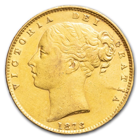 1873 Great Britain Gold Sovereign Victoria Shield AU 1873 Great Britain Gold Sovereign Victoria Shield AU