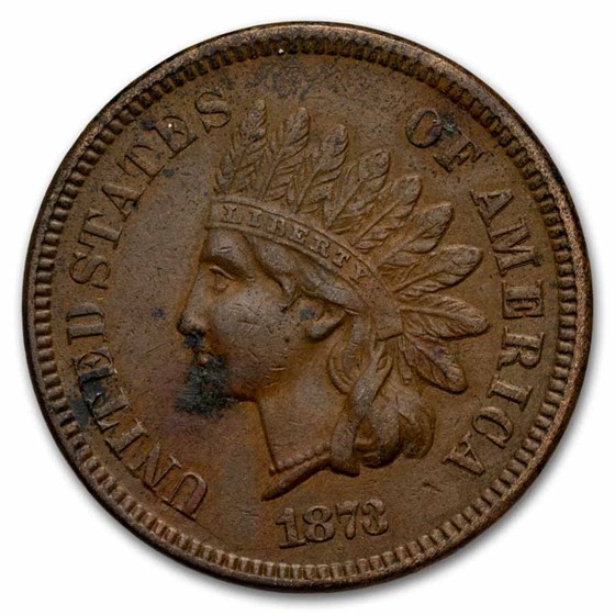 1873 Indian Head Cent Closed 3 AU (Details)