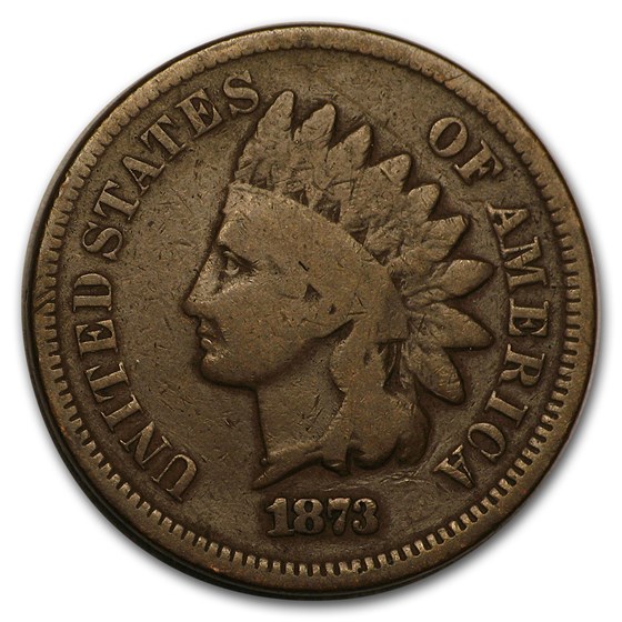 1873 Indian Head Cent Closed 3 Good