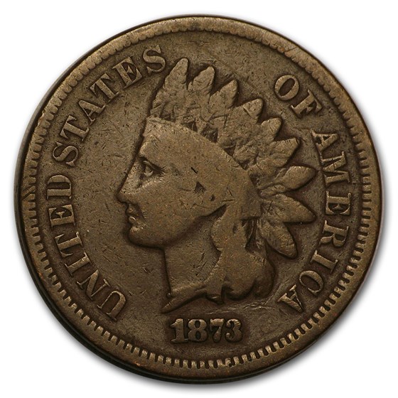 1873 Indian Head Cent Closed 3 Good 1873 Indian Head Cent Closed 3 Good