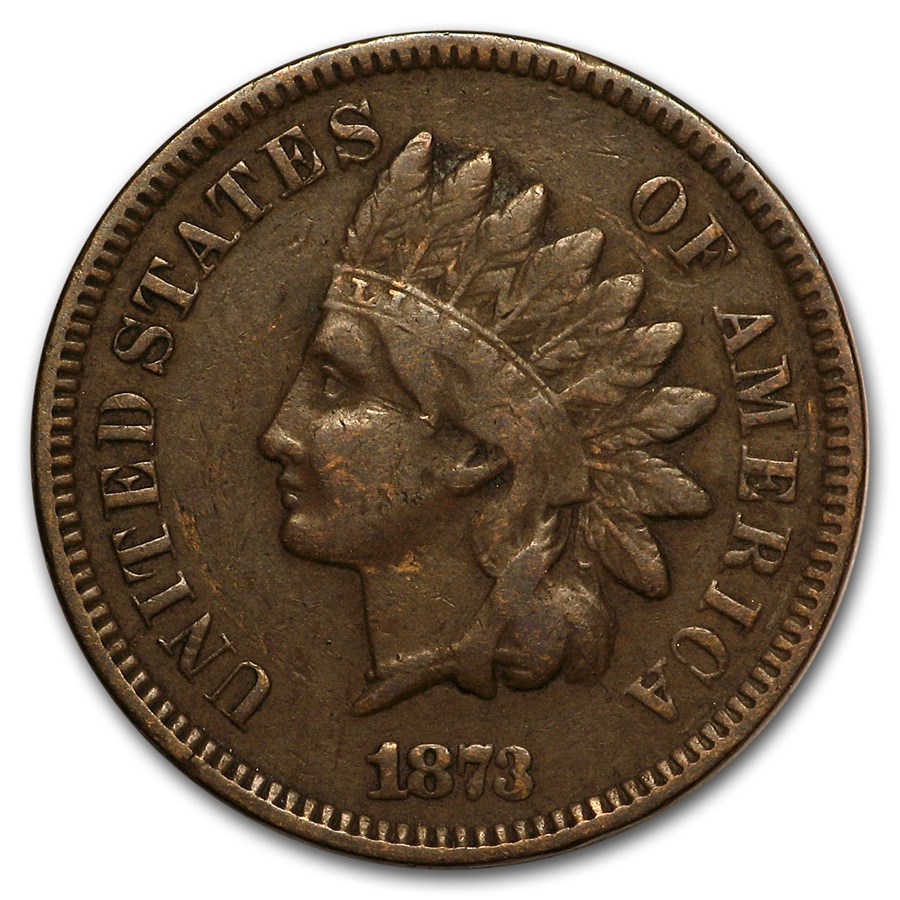 1873 Indian Head Cent Closed 3 VF