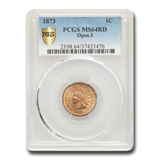 1873 Indian Head Cent MS-64 PCGS (Red, Open 3) 1873 Indian Head Cent MS-64 PCGS (Red, Open 3)